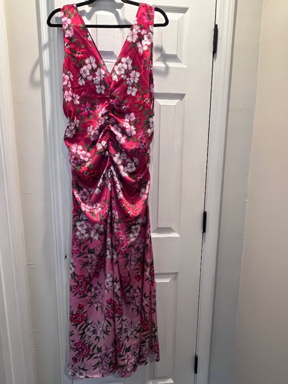 Boston Proper Silky Pink Floral Maxi Dress